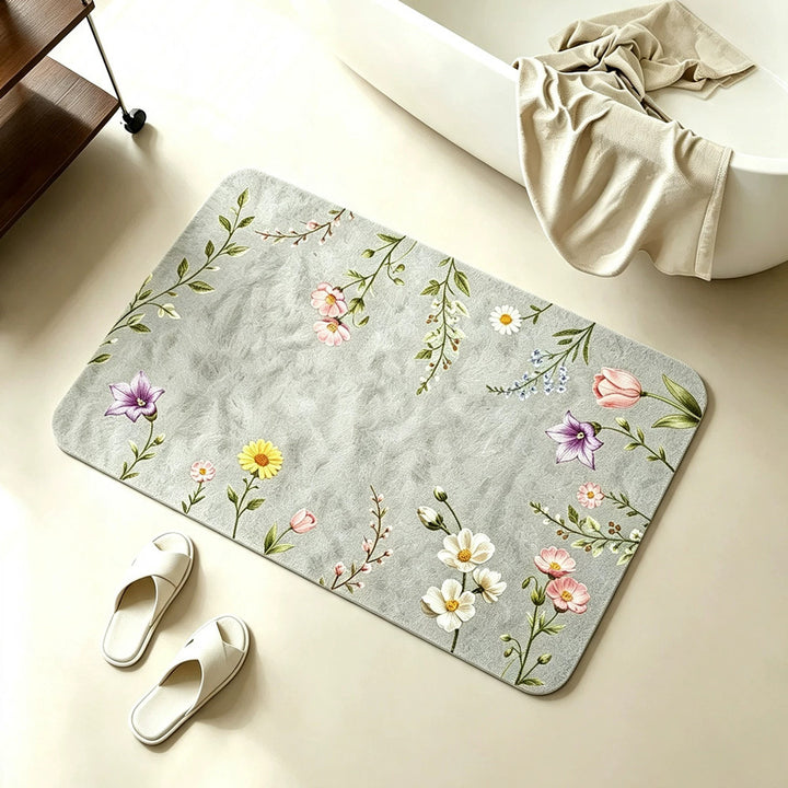 Floral Design Memory Foam Bath Mat