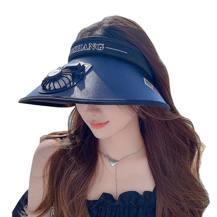 Breathable sun visor for with integrated, quietly running fan and adjustable headband Kalsten