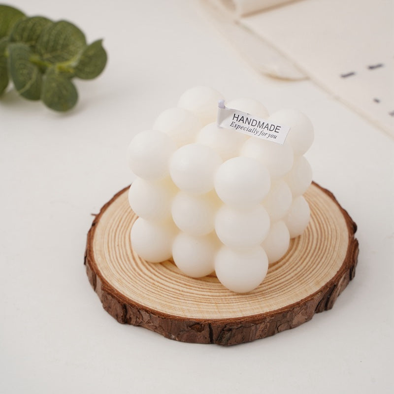 Handcrafted Sphere-Cluster Cube Soy Wax Candle Centerpiece