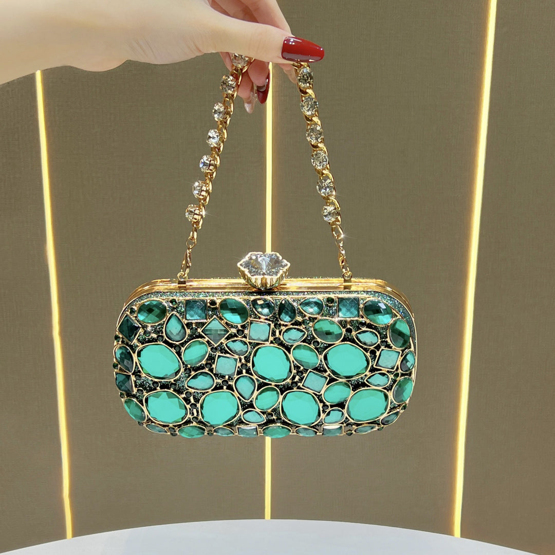 Decorative Crystal-Accented Evening Clutch