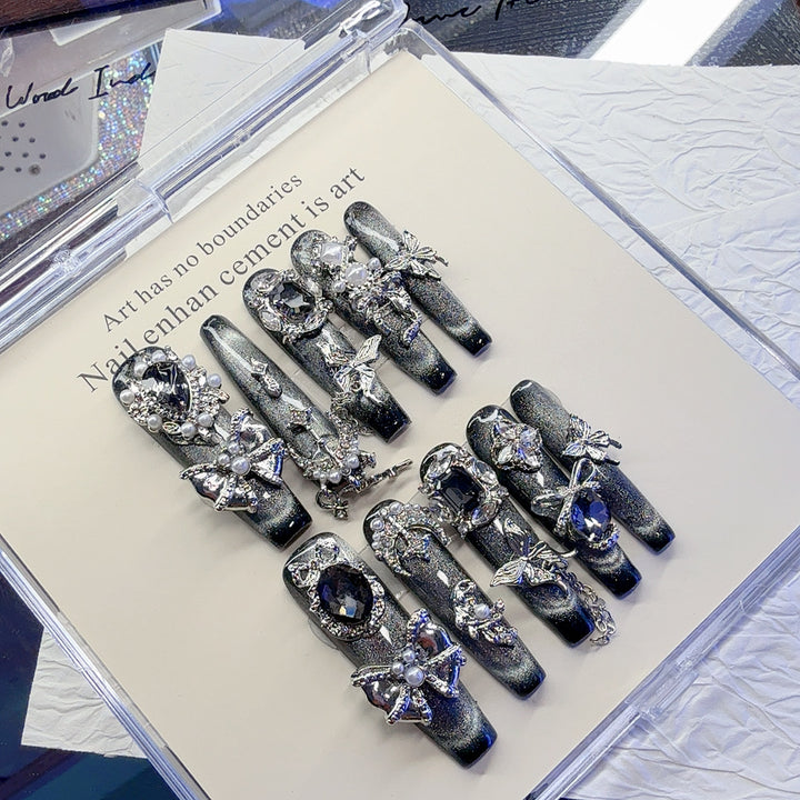 Glamorous Rhinestone-Embellished Nail Art Set
