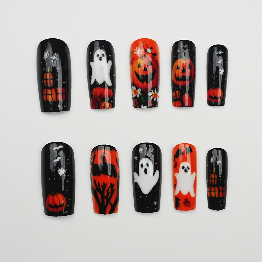 Halloween-Themed Artistic Press-On Nail Set