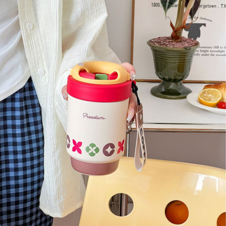 Ladies Thermos Mug with Elegant Gold Rim Kalsten