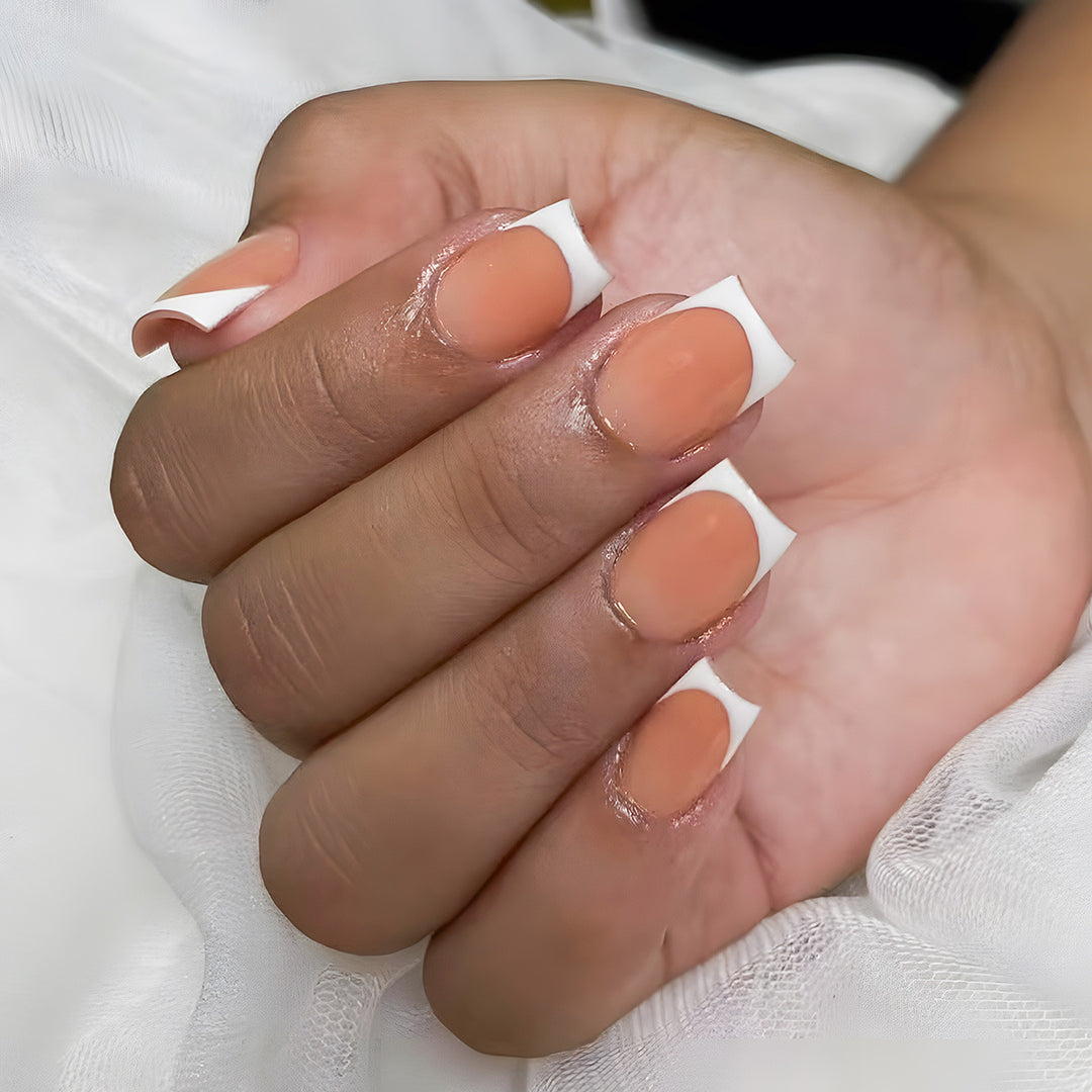 Glossy French Tip Press-On Nail Set Kalsten
