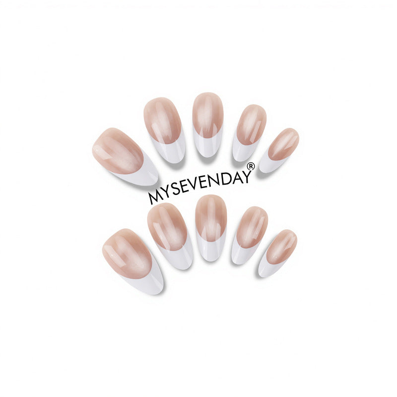 Elegant Press-On Nail Set with French Tip Design Kalsten