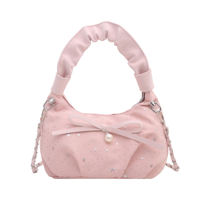 Elegant Bow Detail Star-Print Handbag