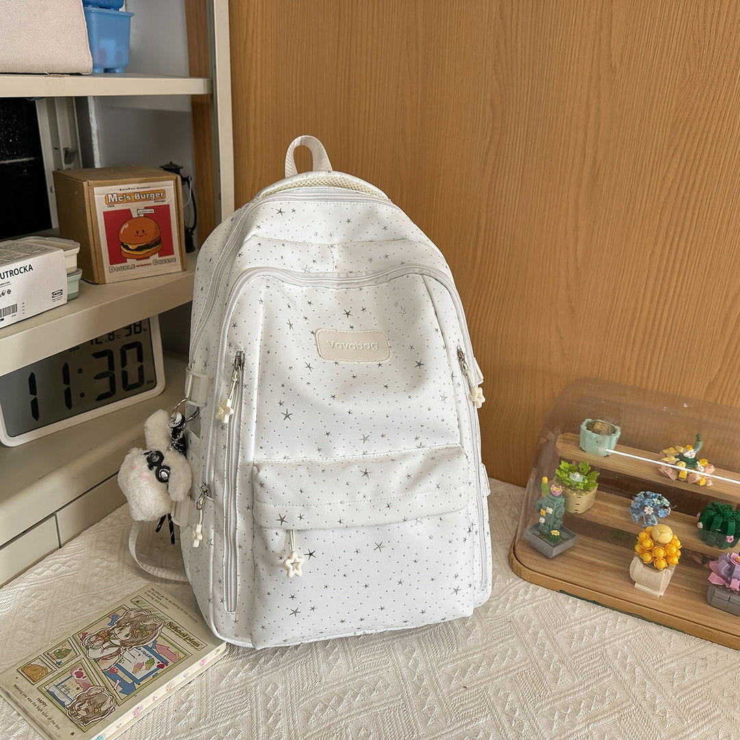 Stylish Multi-Compartment Backpack with Decorative Accents Kalsten