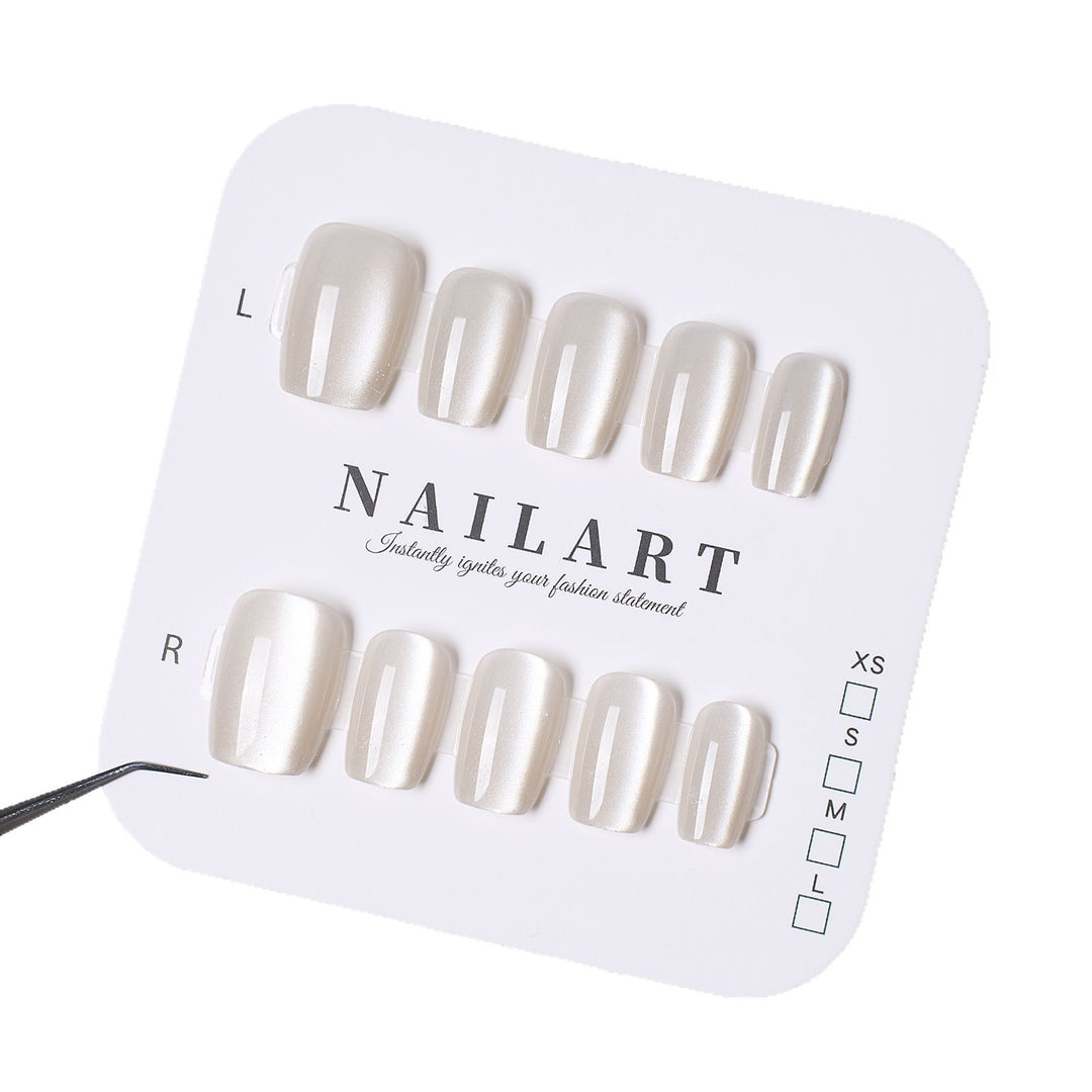 Elegant Press-On Nail Set with Glossy Pearl Finish Kalsten