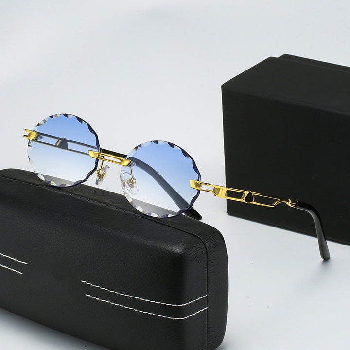 Ladies round sunglasses with unique wave design and high-quality metal frame Kalsten