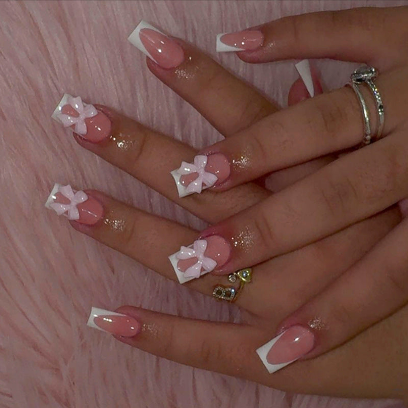 Artificial Nail Set with glamorous bow and glitter accents Kalsten