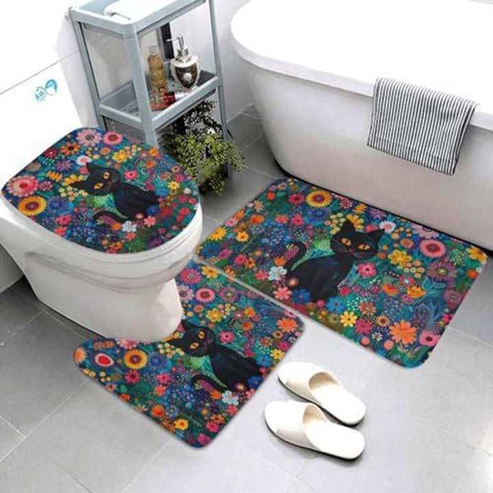 Geometric Pattern Bathroom Mat Set