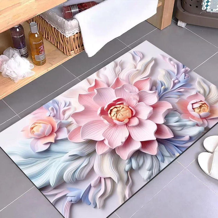 Luxurious Floral Design Bath Mat