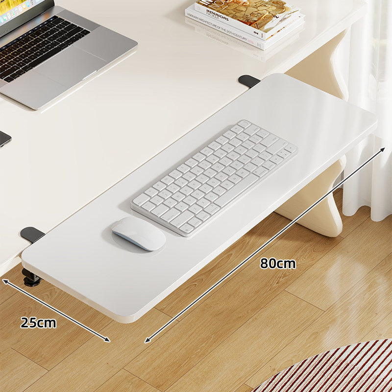 Under-Desk Bamboo Slide-Out Work Surface Clamp-Mounted Keyboard & Mouse Platform