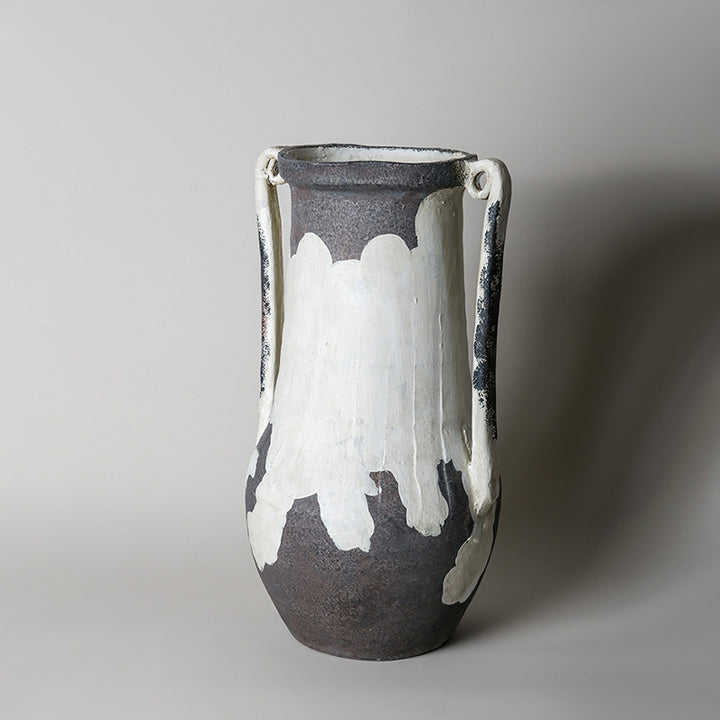 Artistic White and Black Decorative Ceramic Vase