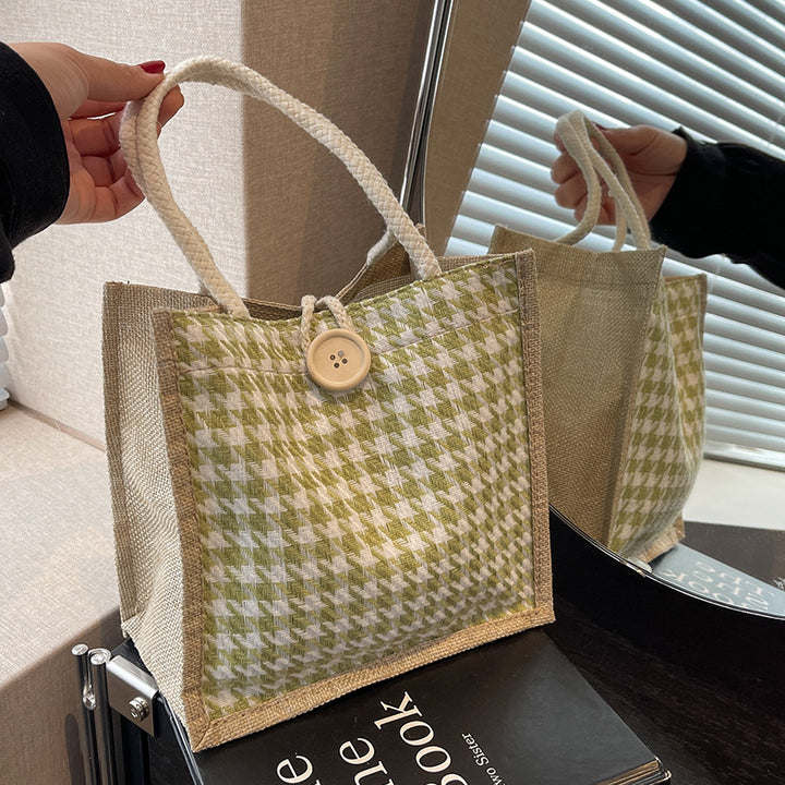 Handcrafted Houndstooth Tote Bag
