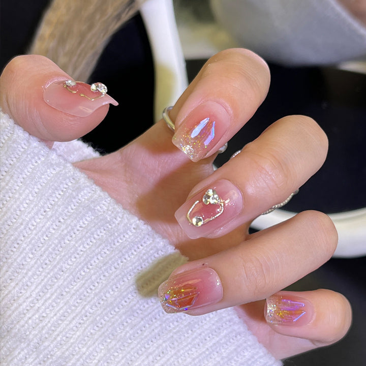Glamorous Press-On Nail Set with Decorative Gemstone Accents Kalsten