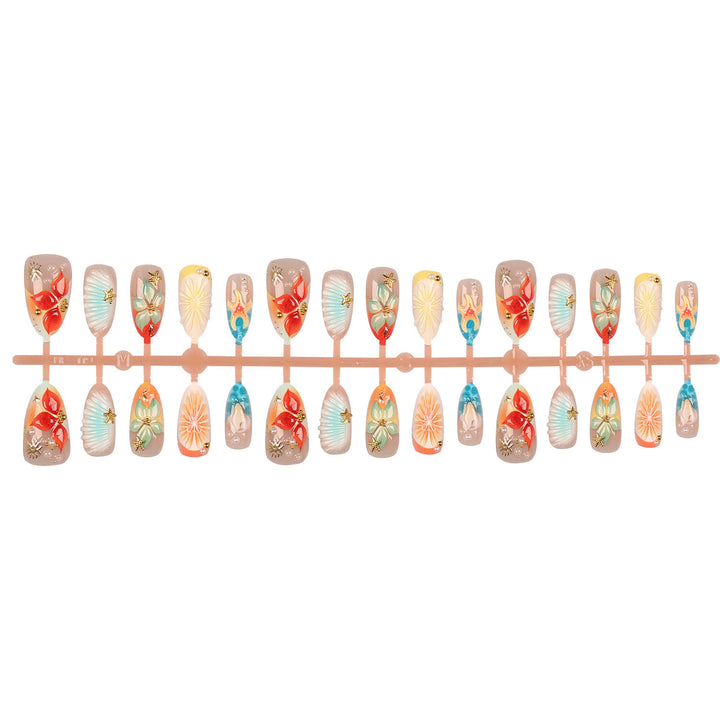 Artistic Summer-Themed Nail Tips