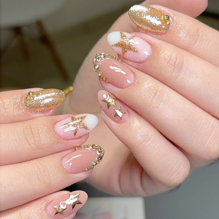 Acrylic nail set with glamorous decorations Kalsten