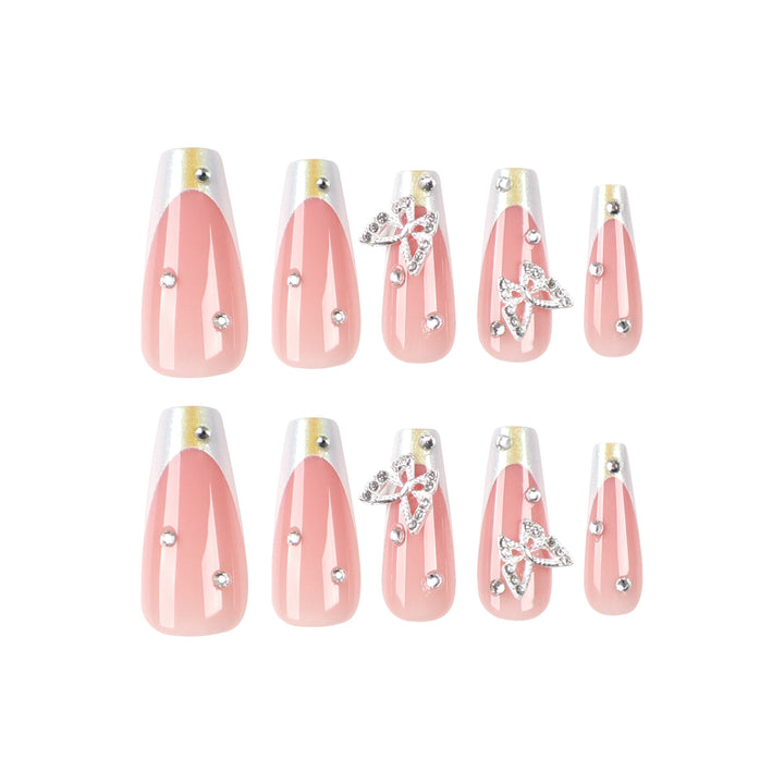 Artistic Gel Nails with Rhinestone Decorations Kalsten