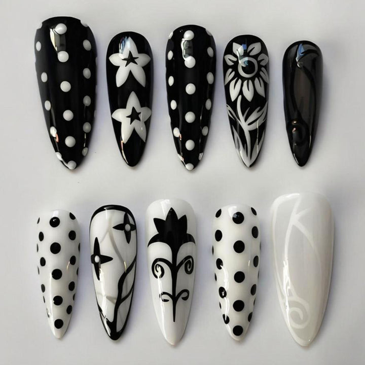 Acrylic Nail Set with Stylish Graphic Patterns Kalsten