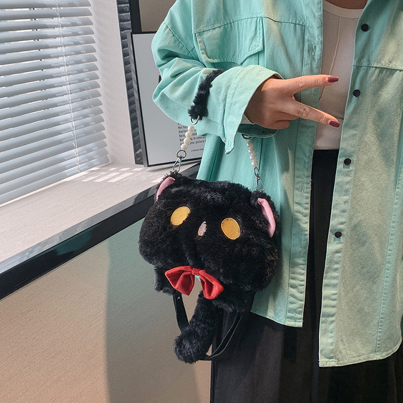 Plush Shoulder Bag with Cat Design Kalsten