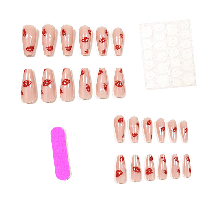 Glossy Almond-Shaped Nail Art Enhancements Kalsten