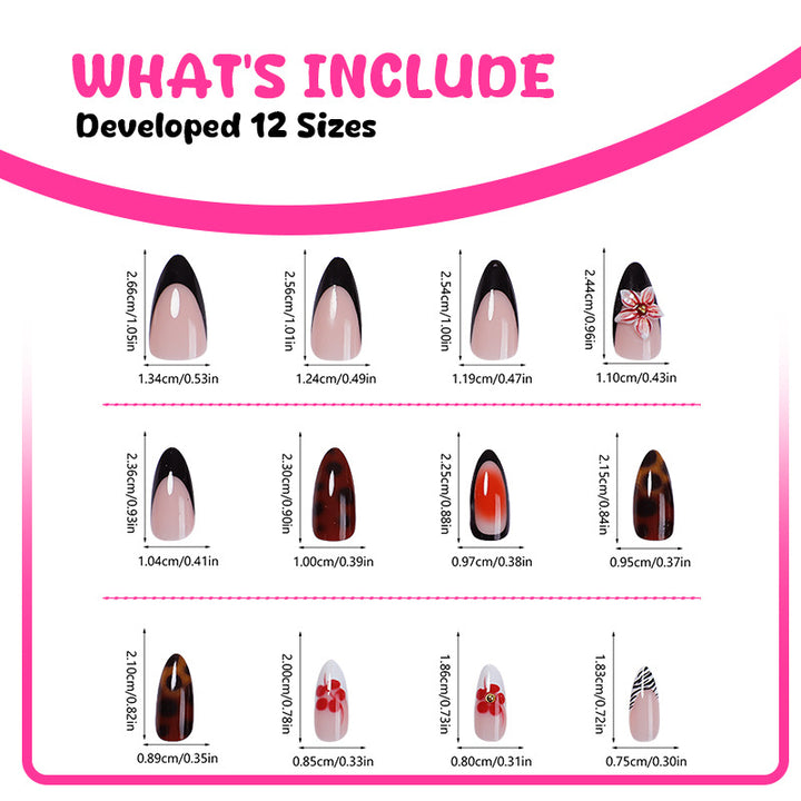 Artificial nail set with floral and creative decorations Kalsten
