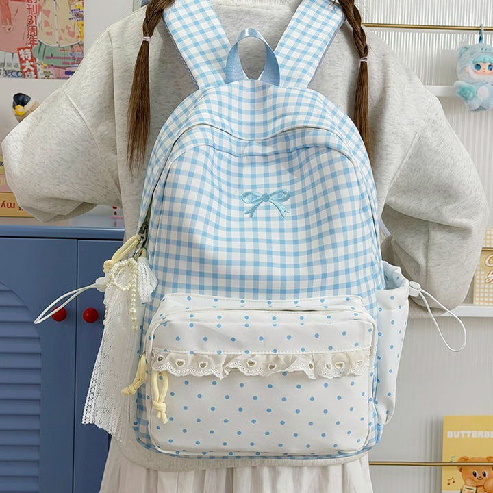 Playful Gingham Print School Backpack Kalsten