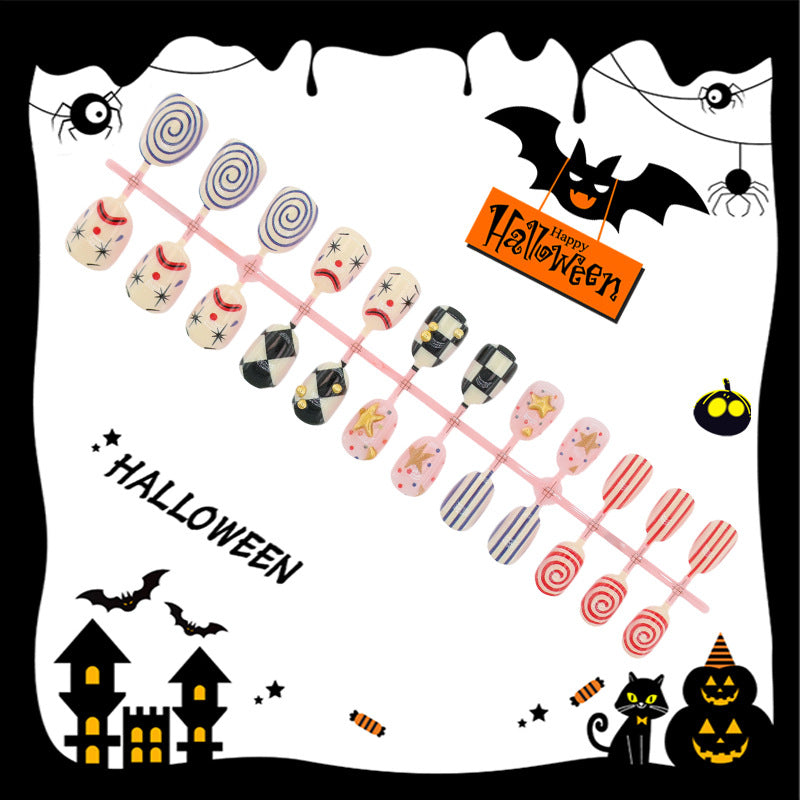 Artifical nail set with creative clown and star motifs Kalsten