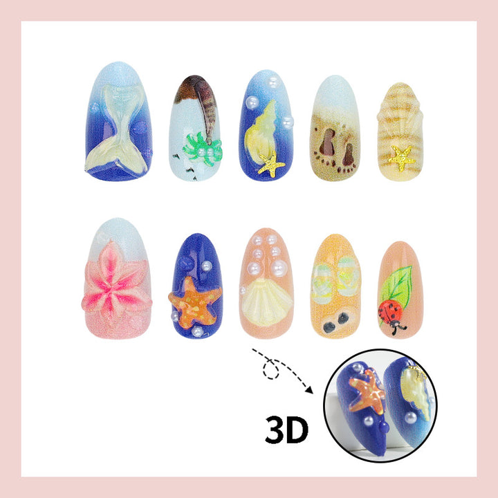 Artificial nail set with maritime patterns Kalsten