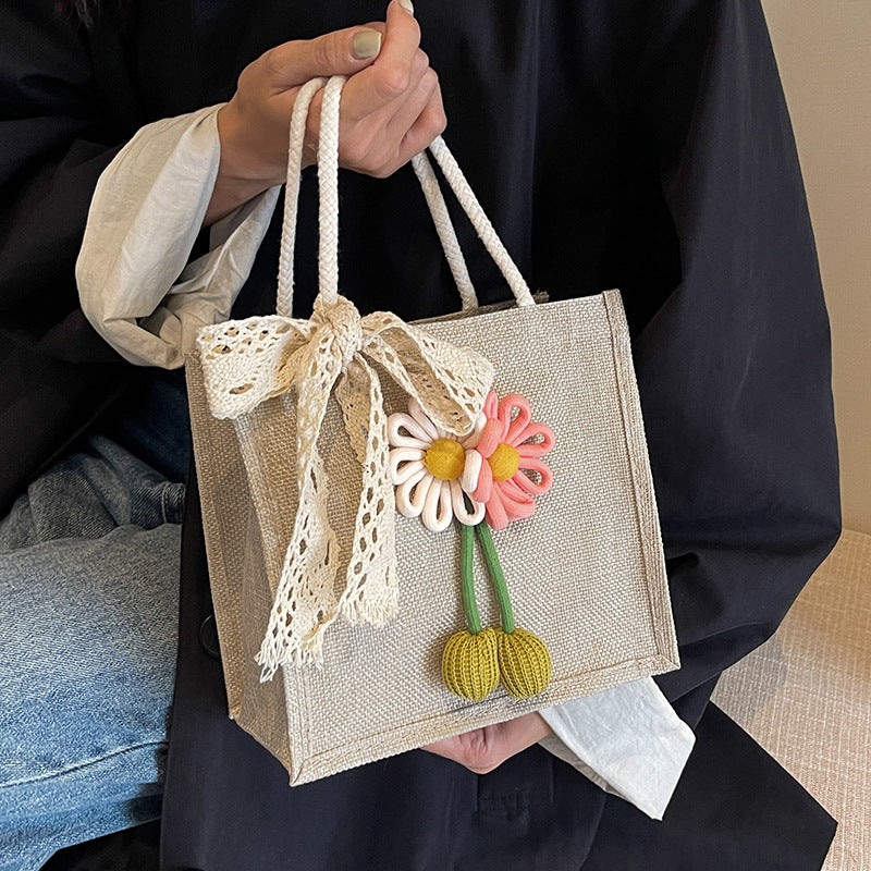 Decorative Floral Handcrafted Tote Bag