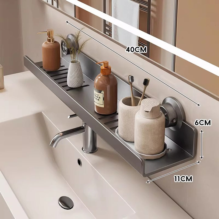 Slim Ventilated Suction-Mounted Bathroom Vanity Shelf