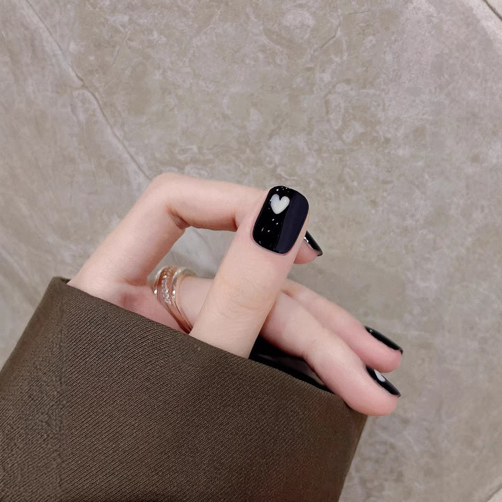 Artistic Press-On Nail Art Set with Heart Patterns