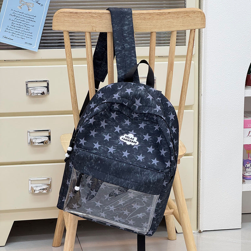 Transparent Window Star-Print Backpack Kalsten