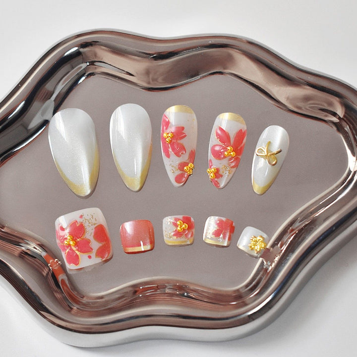 Elegant Floral Acrylic Nail Design Kalsten