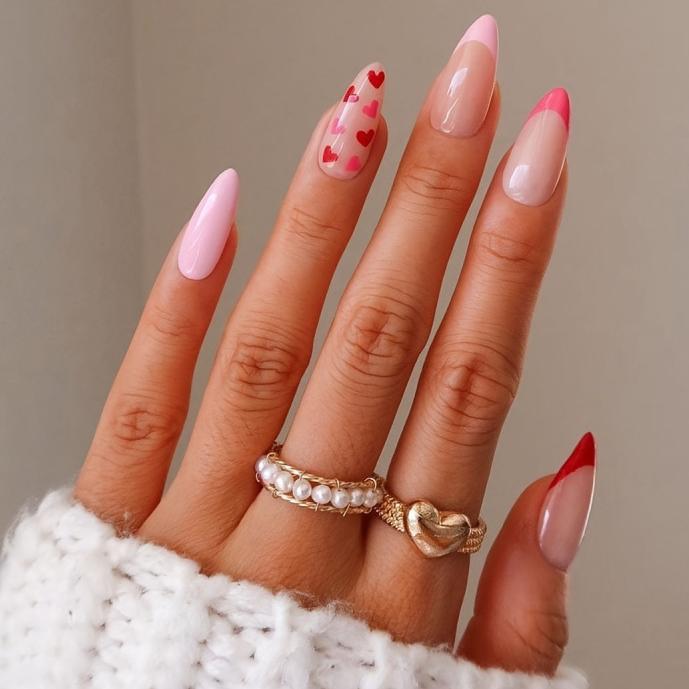 Heart-Patterned Press-On Nail Set Kalsten