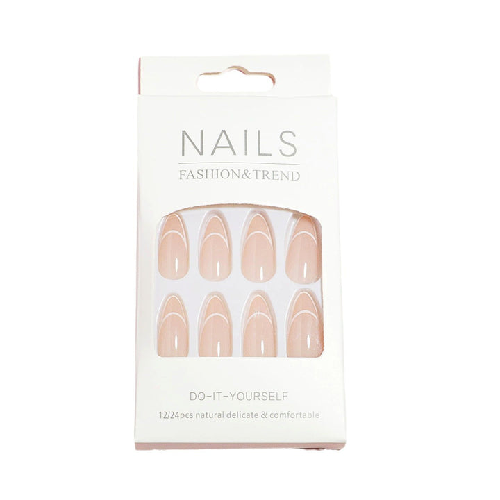 Almond-Shaped Press-On Nails with Elegantly Curved French Tips Kalsten