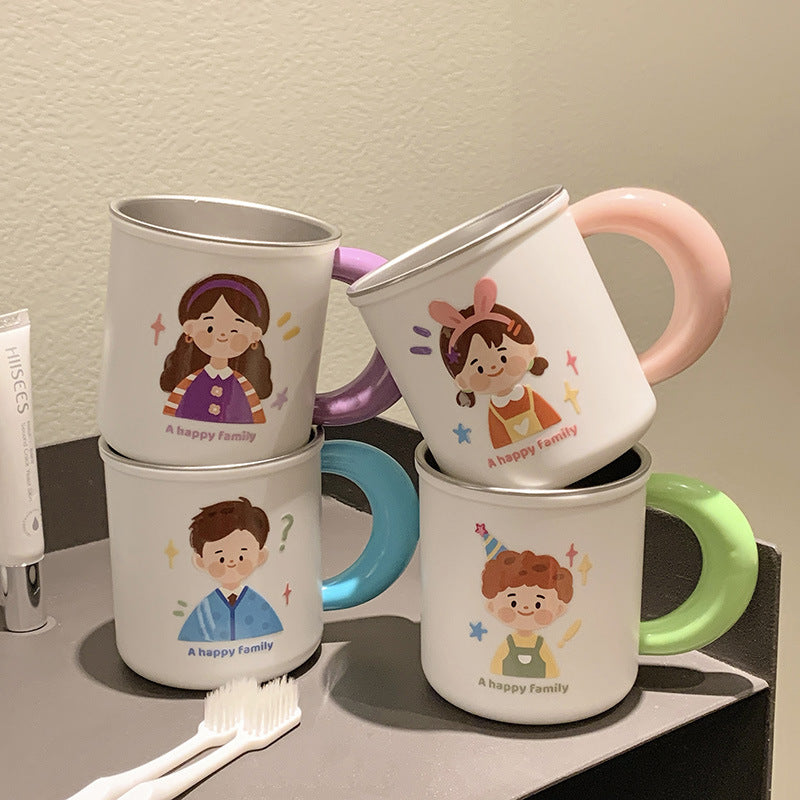 Stainless steel ceramic mug with cheerful family motif Kalsten