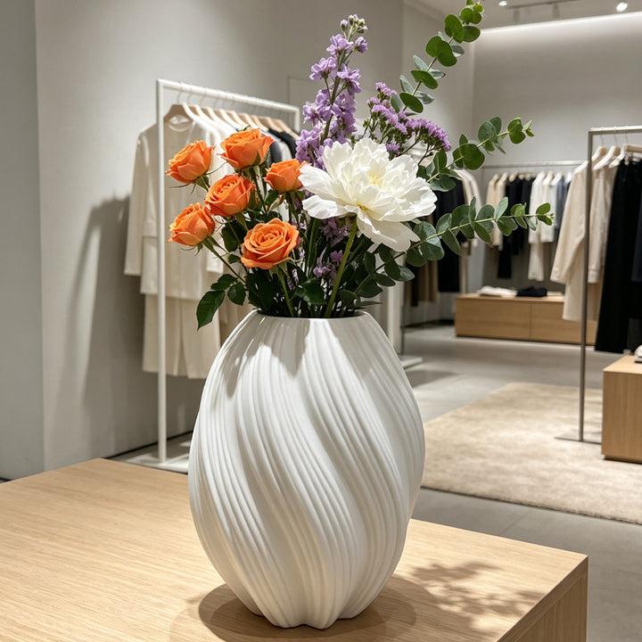Elegant Vertical Ribbed Decorative Vase Kalsten