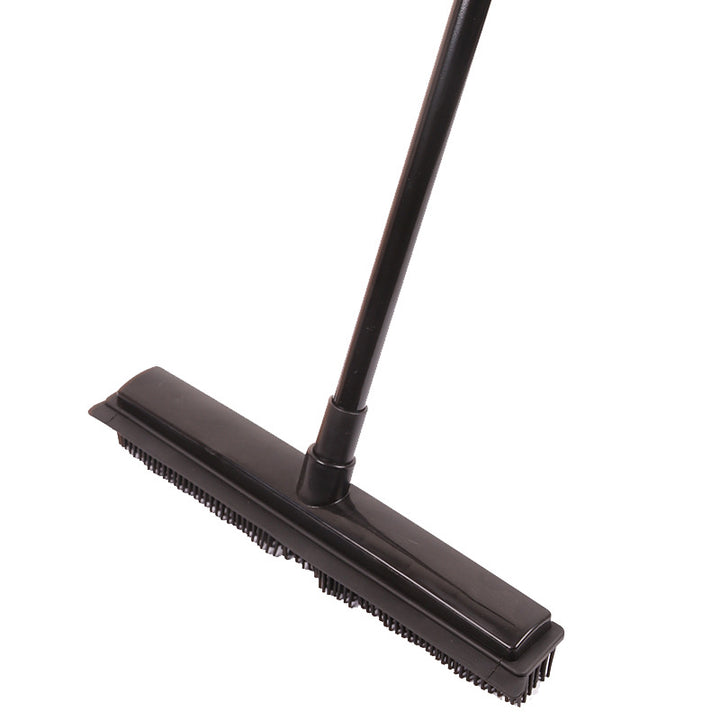 Heavy-Duty Rubber Floor Squeegee With Telescopic Handle And Angled Swivel Head