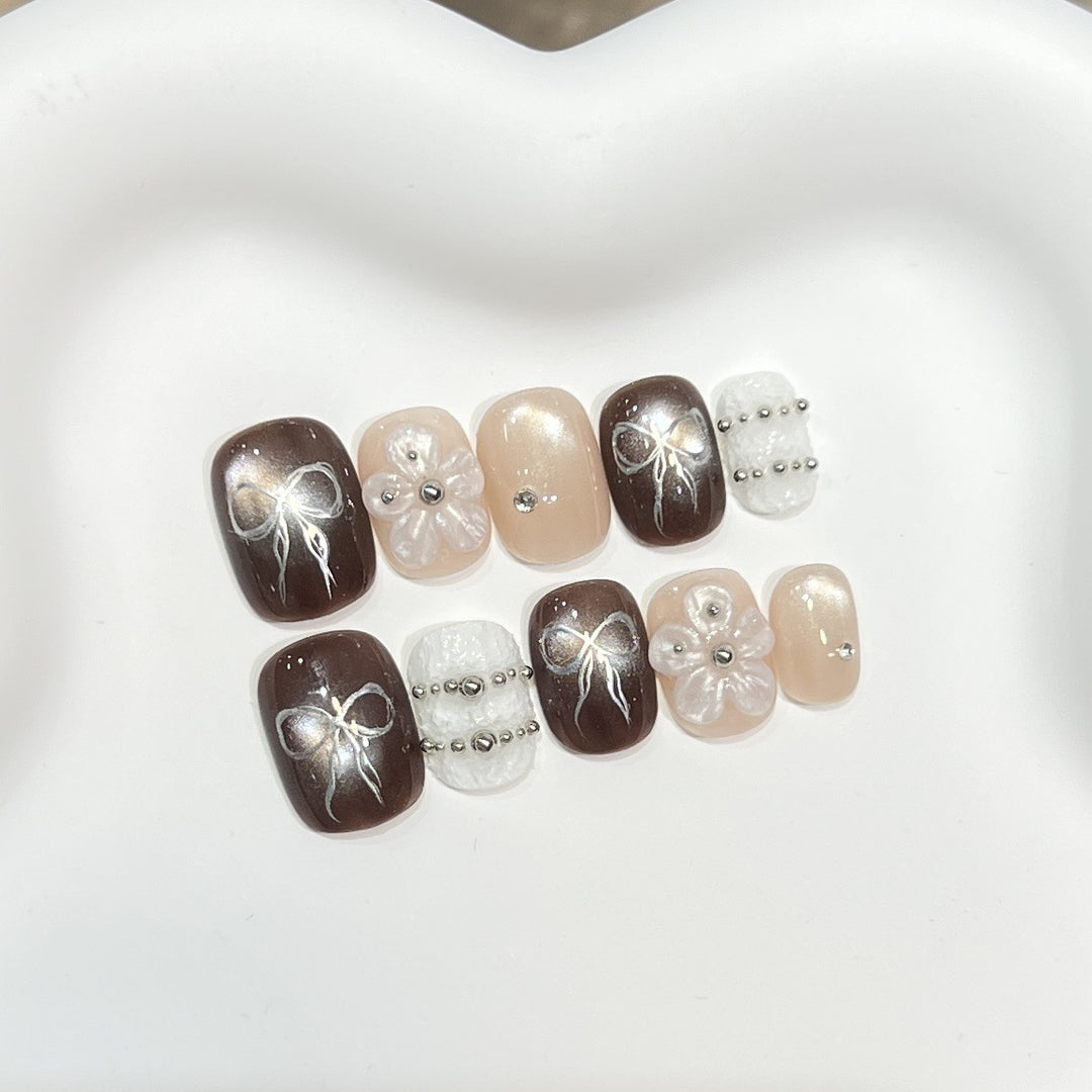 Elegant Stiletto Press-On Nail Set with Decorative Accents Kalsten