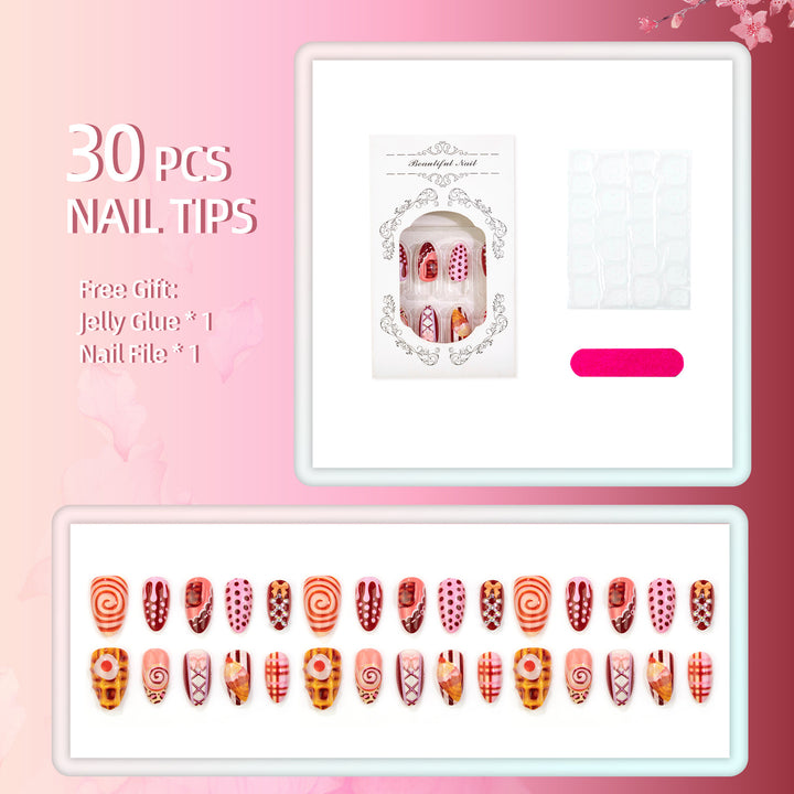 Creative Dessert-Inspired Press-On Nail Art Set