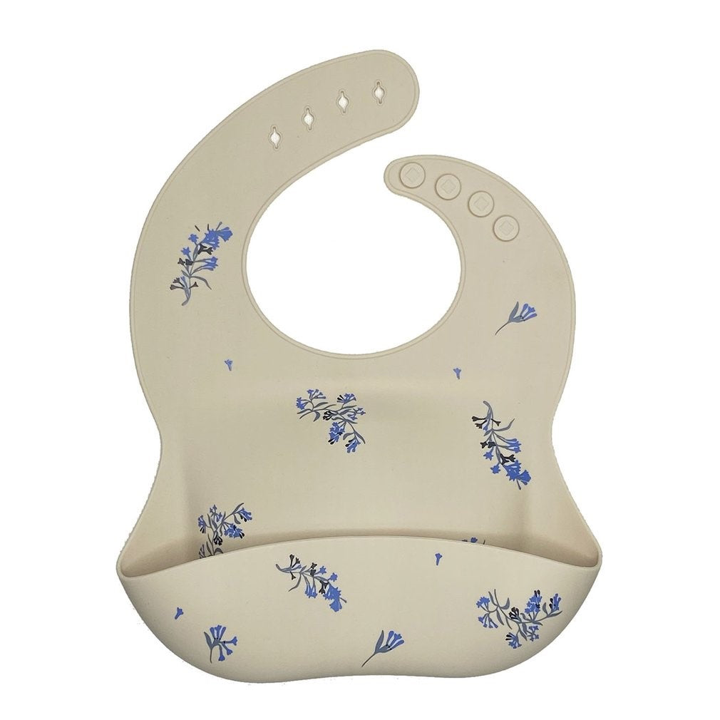 Waterproof Food-Catch Silicone Bib with Adjustable Neck Snaps and Deep Crumb Pocket