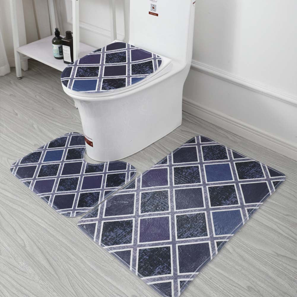 Geometric Patterned Bathroom Mat Set