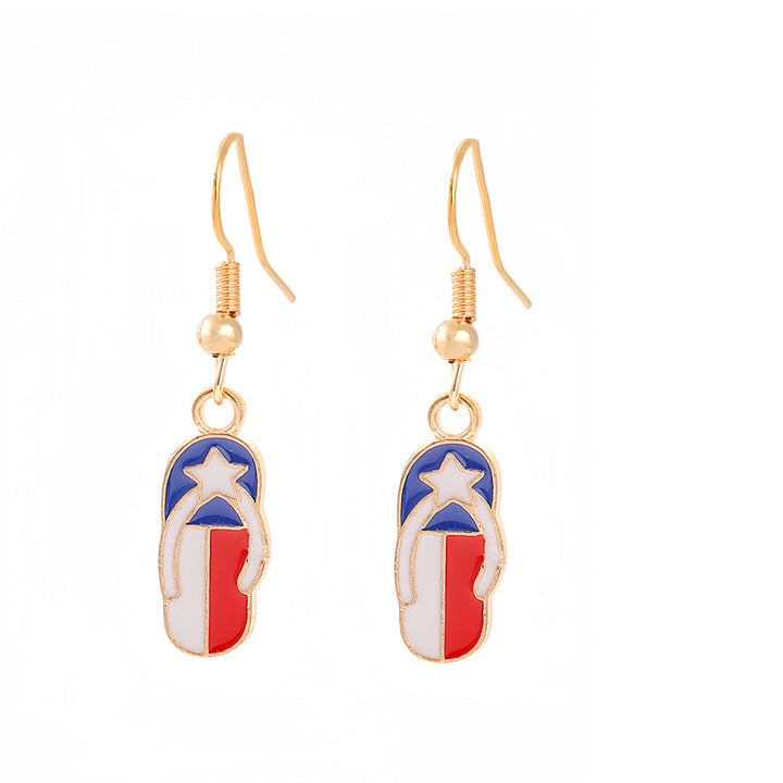 Ladies enamel earrings horseshoe with star stripe motif Kalsten