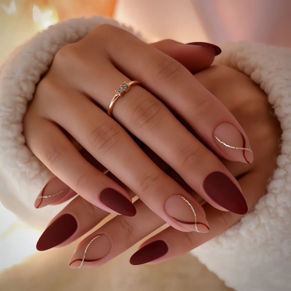Elegant Press-On Nail Set with Stylish Textured Finish Kalsten