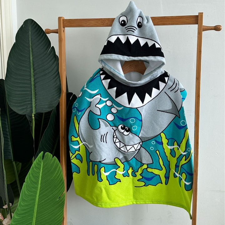 Kids' Shark-Themed Hooded Towel Poncho Kalsten