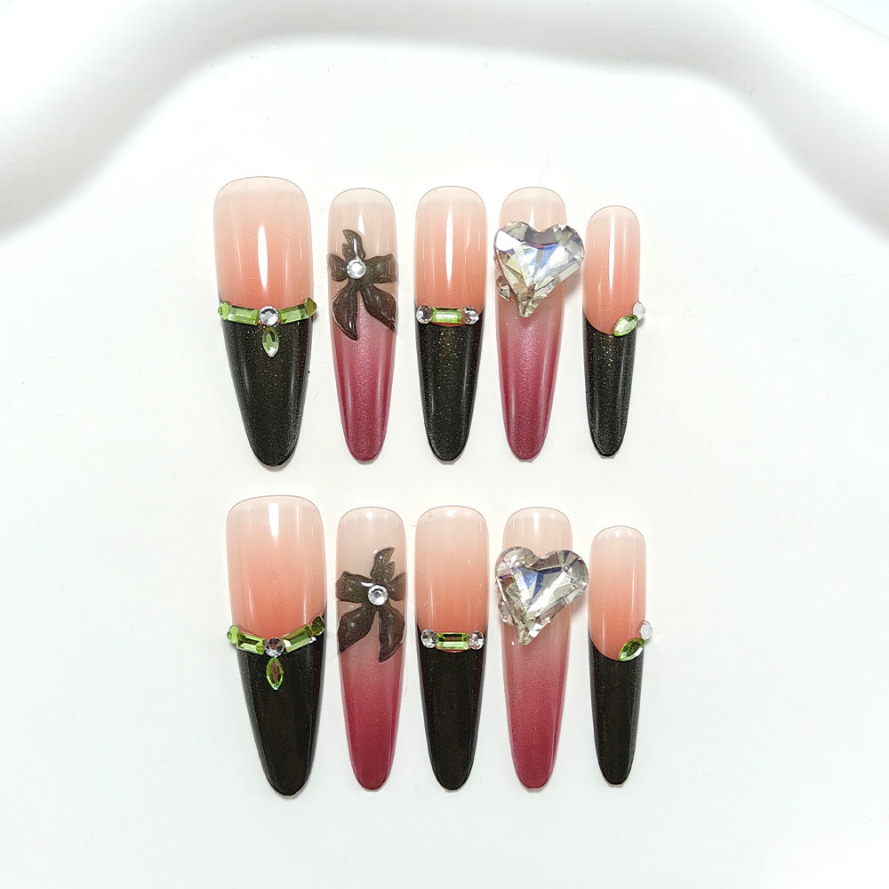 Artificial nails with elegant flower and heart decoration Kalsten