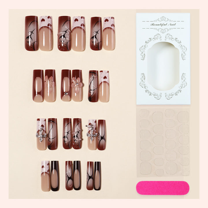 Artificial nail set with romantic flower and heart designs Kalsten
