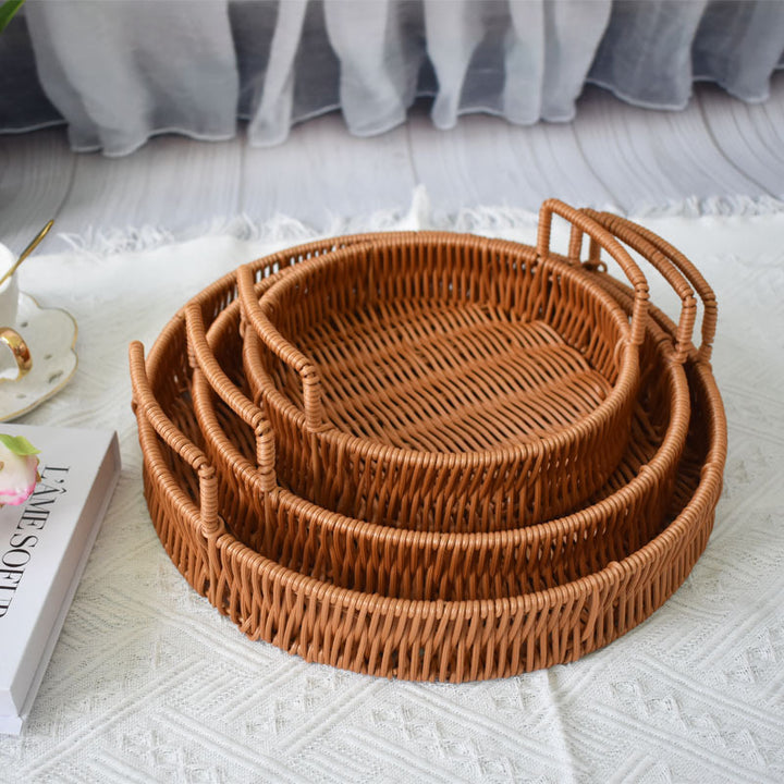 Round Wicker Serving Tray Kalsten